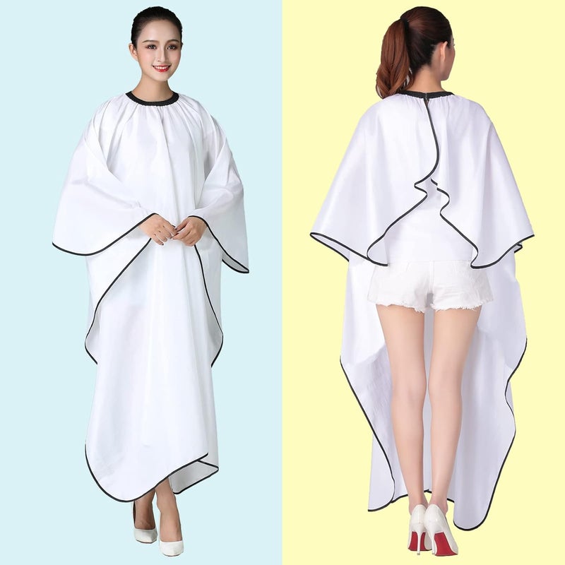 Iusmnur Barber Cape, Professional Hair Salon Cape with Adjustable Metal Clip, Shampoo Hair Cutting Cape for Barbers and Stylists - 55 x 63 inches (White) - Image 2